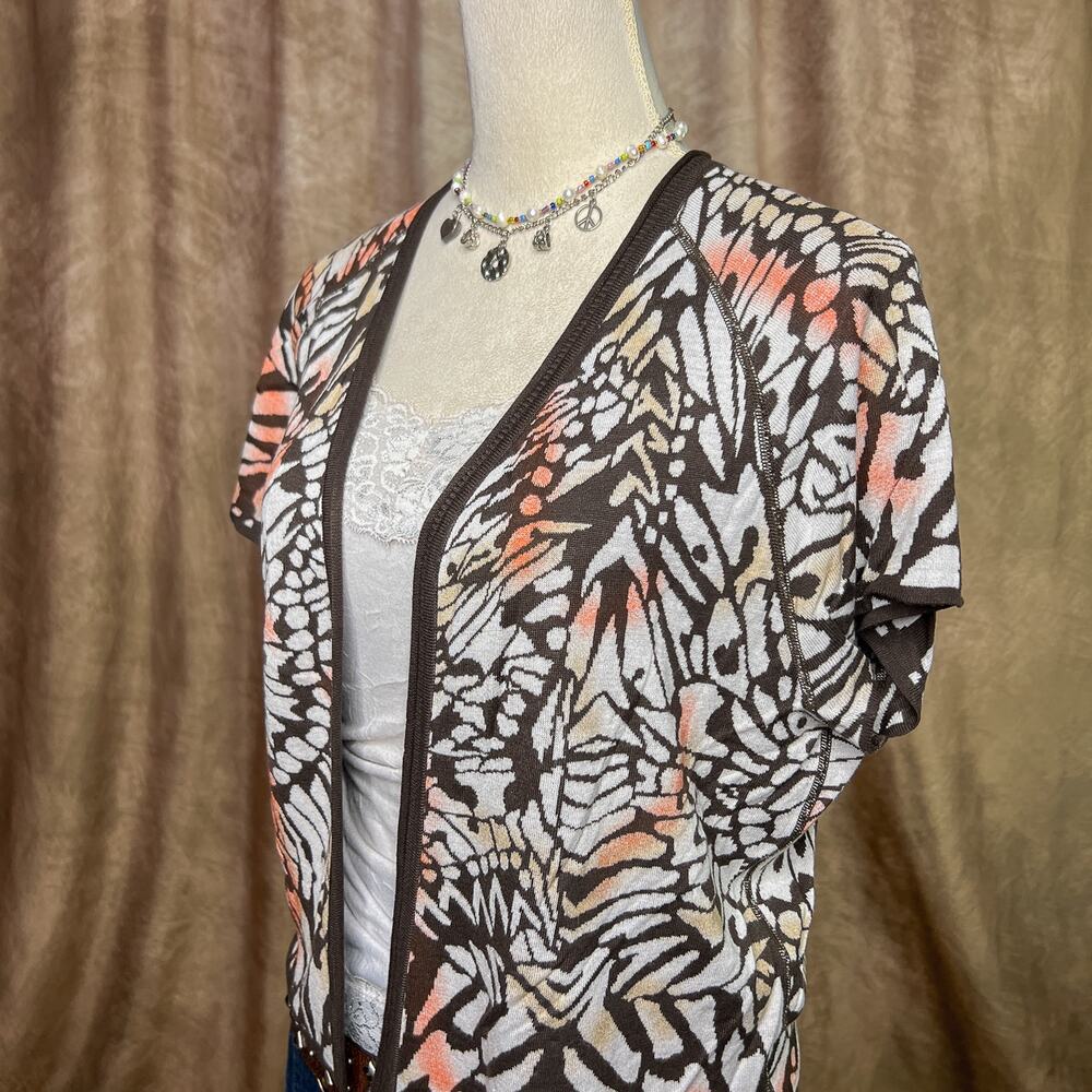 Y2K Nic+Zoe Butterfly Cardigan Sweater Open Front Short Sleeve Cottage Boho - Picture 9 of 10